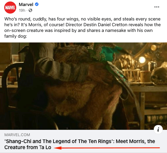 Titre sur une publication Facebook