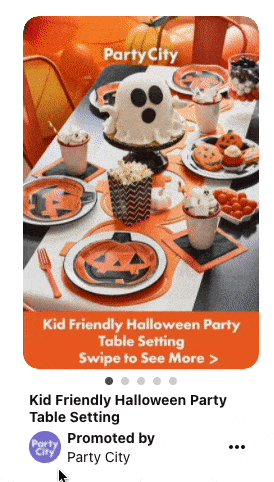 Halloween-Werbung im Karussellformat von Party City