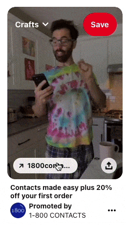 Videoanzeige auf Pinterest für 1-800 Kontakte