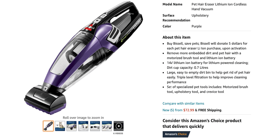 รายชื่อเครื่องดูดสัตว์เลี้ยงสำหรับ Bissell