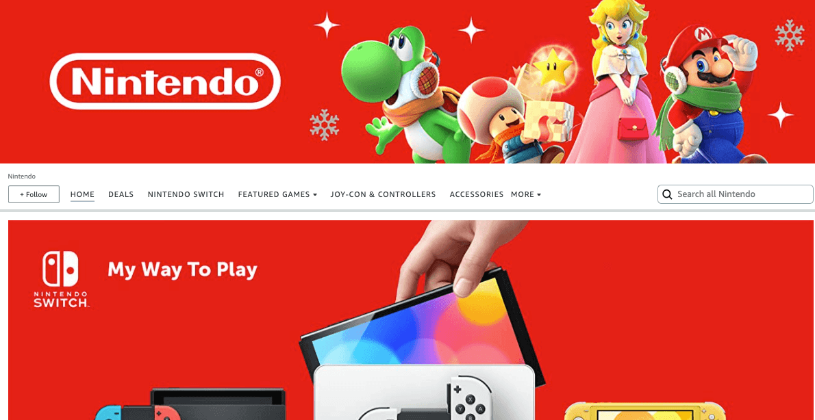 หน้าร้าน Amazon สำหรับ Nintendo