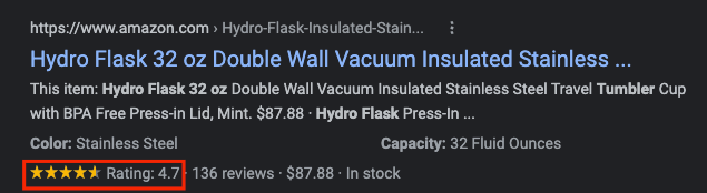 提供产品评级的 SEO 列表