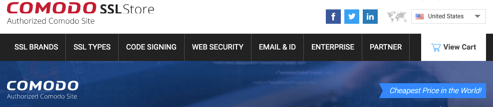 Sito web Comodo SSL