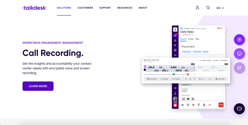 Schermata iniziale di Talk Desk