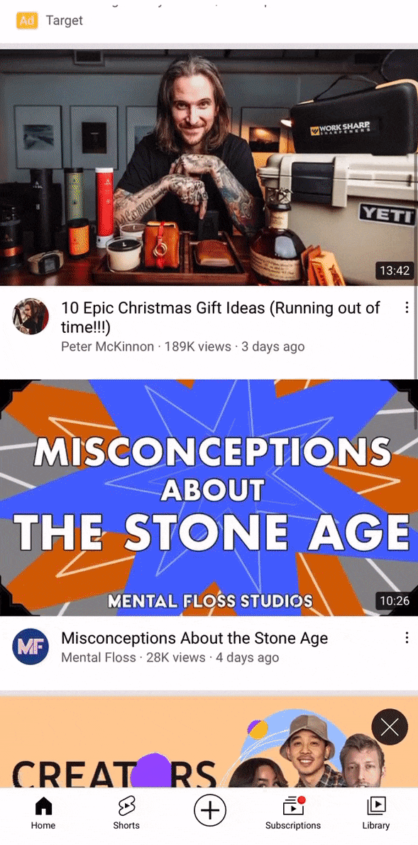 Feedul YouTube Shorts