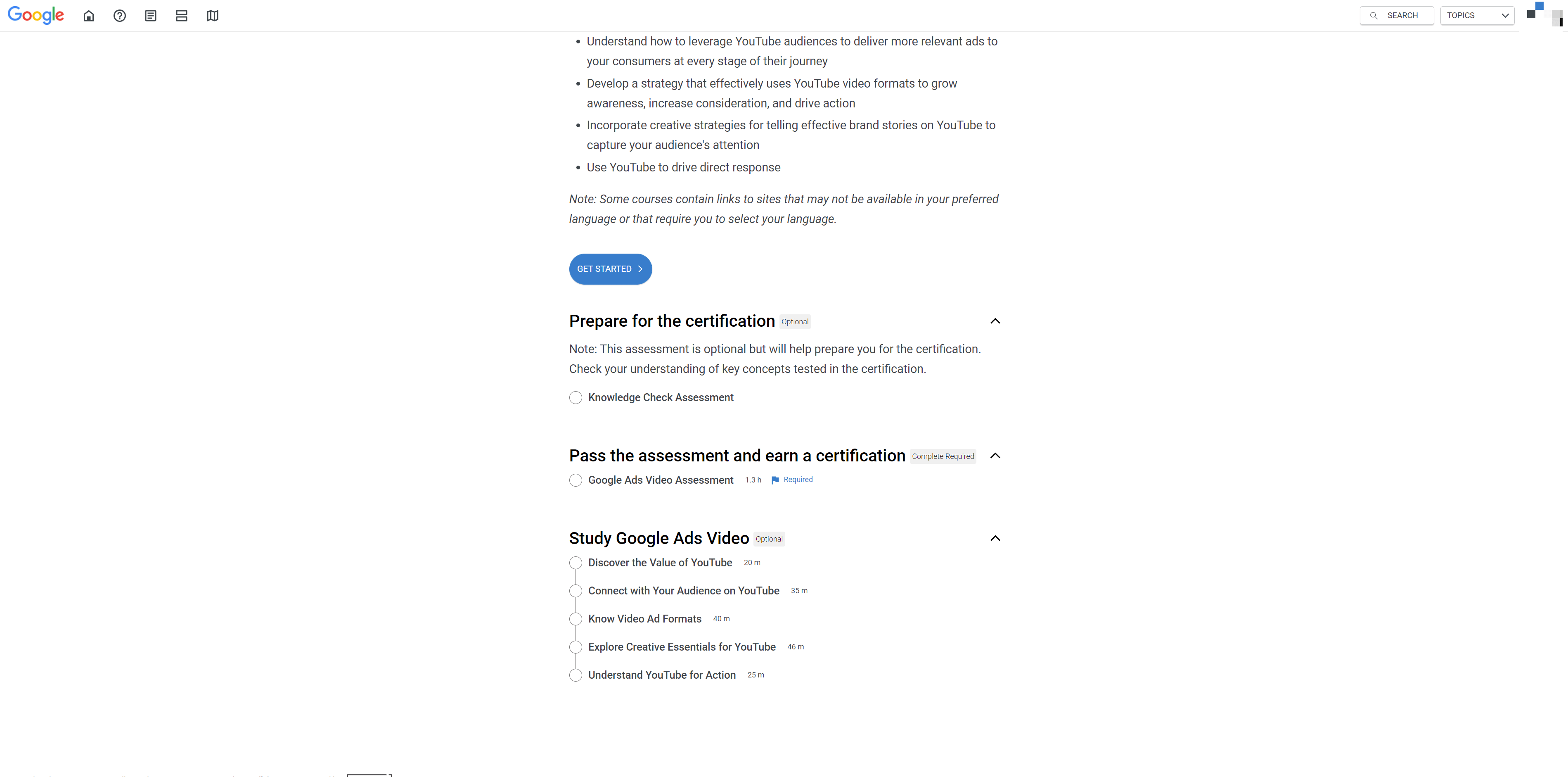 Resursele de certificare Google Video