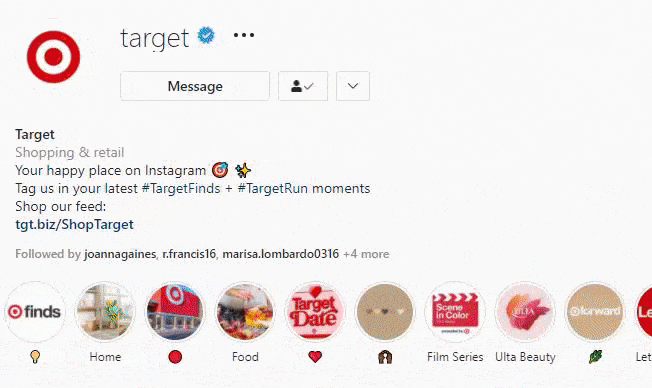 เนื้อหาทั้งหมดของ Target ที่พวกเขาโพสต์บน Instagram