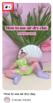منشور قصة pinterest يعرض عدد الصور كجزء من المنشور