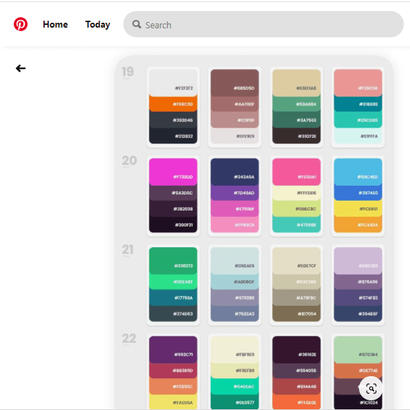다른 색 구성표의 핀