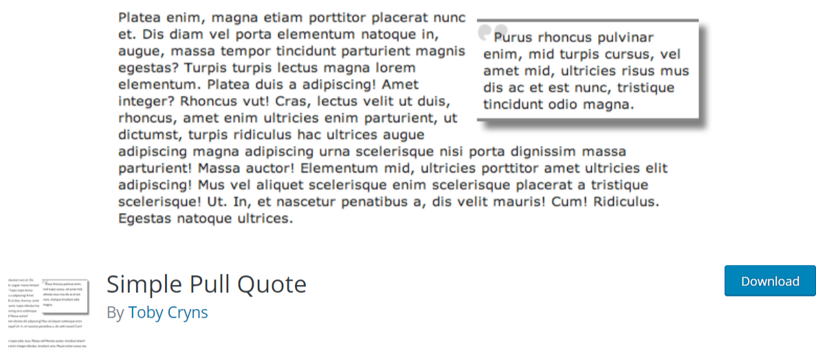 Simple Pull Quote — 타이포그래피 WordPress 플러그인 Simple Pull Quote — Typography WordPress Plugins
