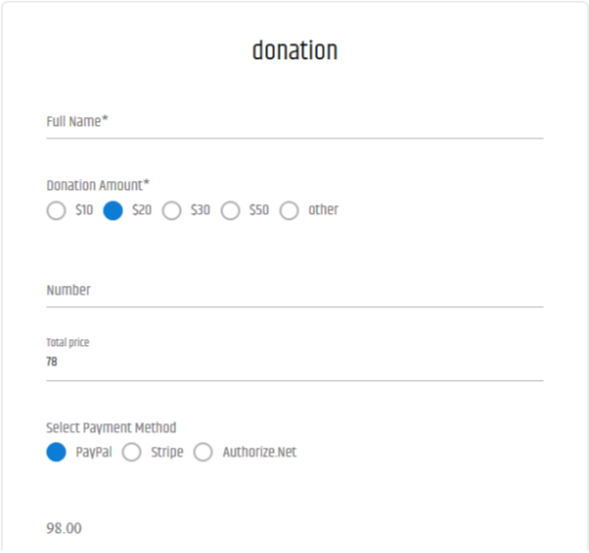 ARForms Review- Donation Amount