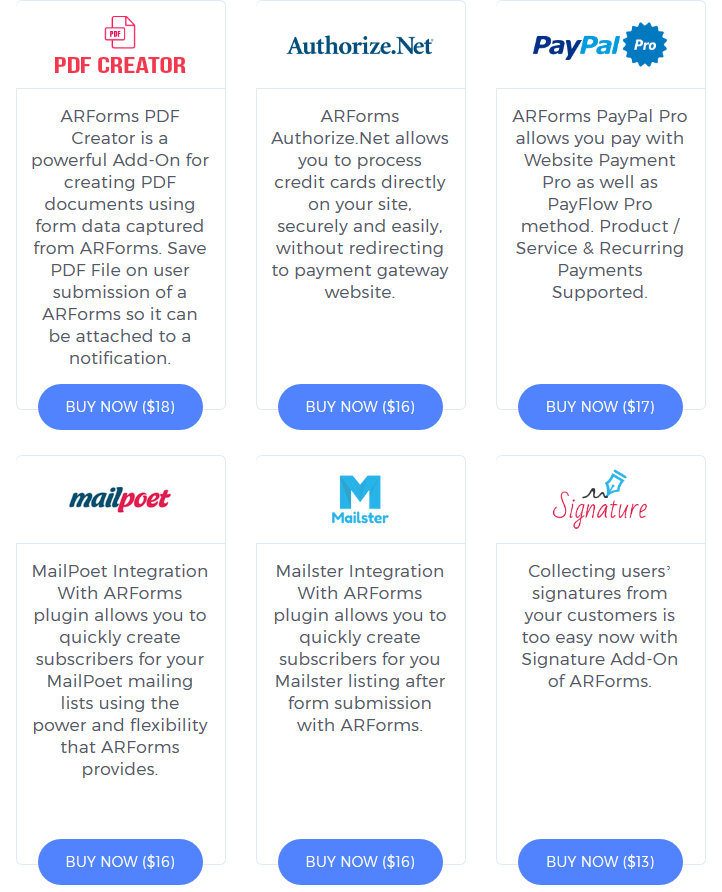 ARForms Review- Integrations