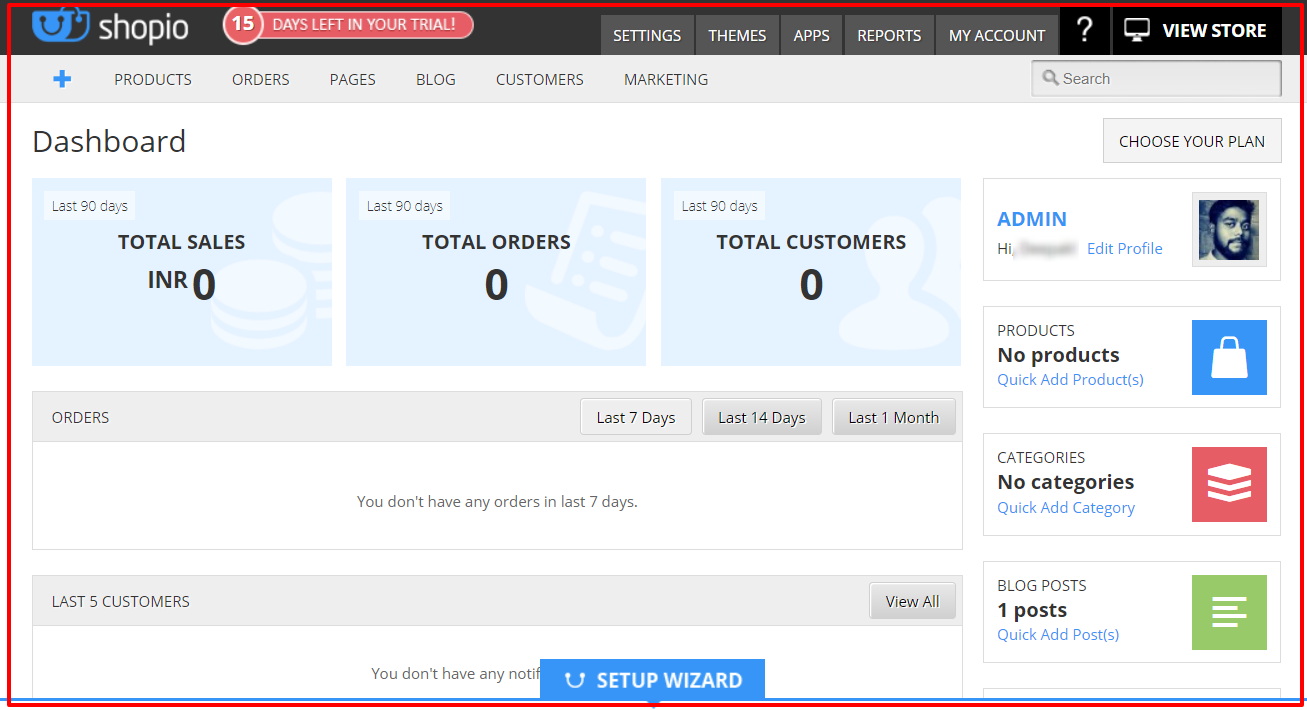 Shopio Review- Tabloul de bord Shopio Review- Dashboard