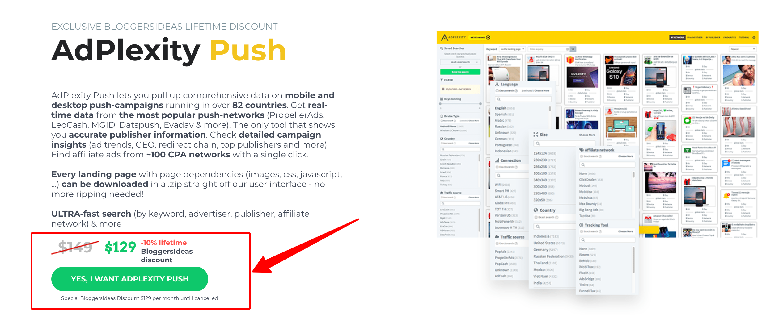 Zniżka AdPlexity Push — Adperiscope vs AdPlexity