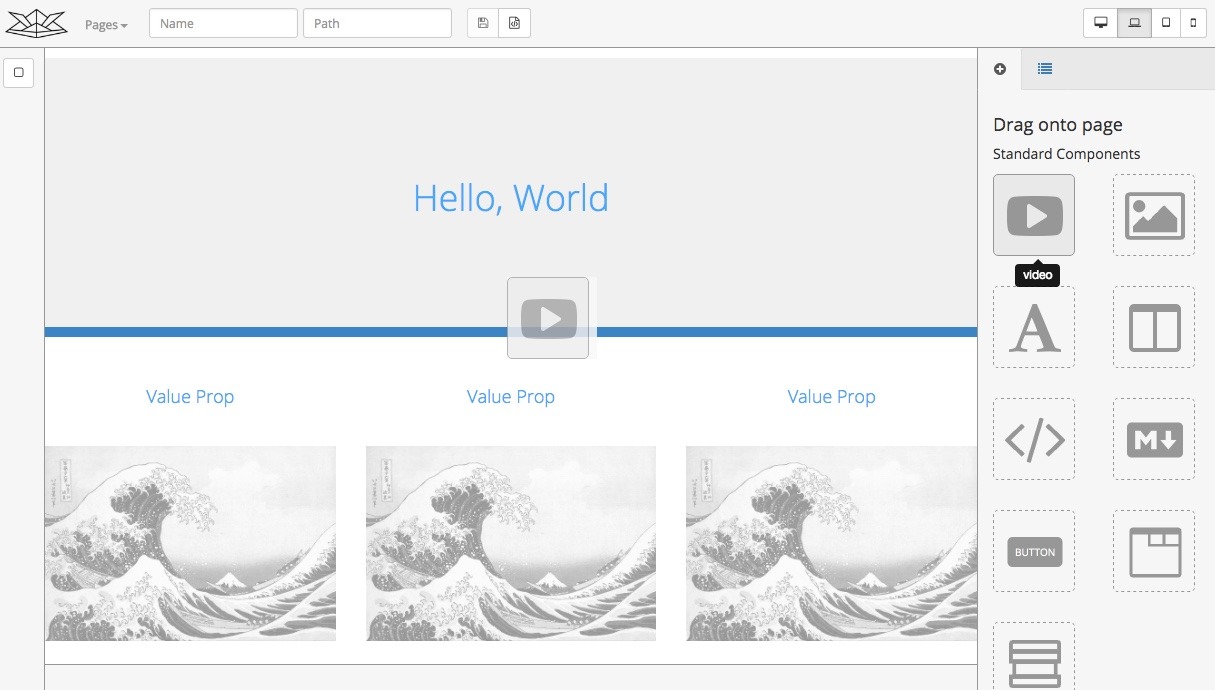 Tableau de bord de l'interface Shogun