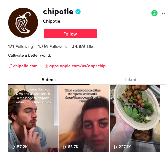 用户生成的内容影响 TikTok 上的 Chipotle