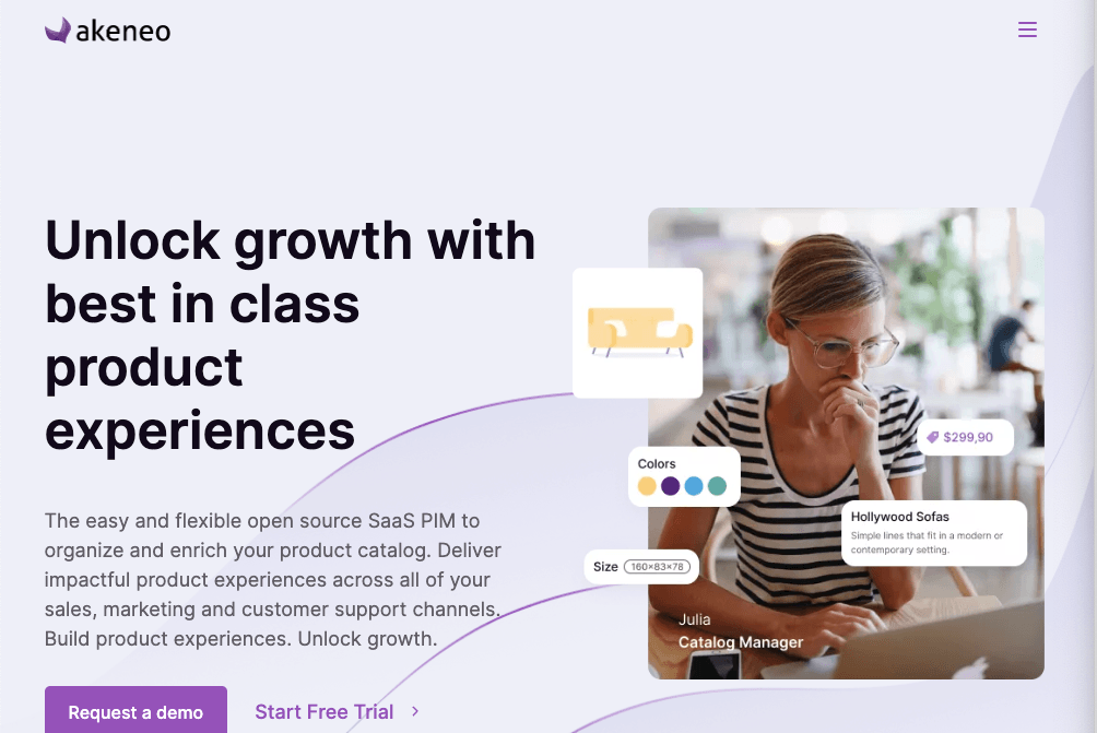Page d'accueil du logiciel Akeneo PIM