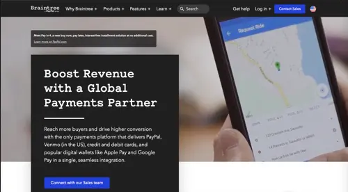 Pagina iniziale di Braintree Home page of Braintree