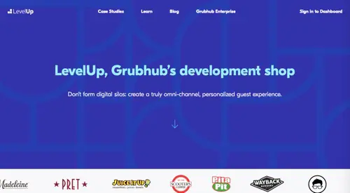 Pagina iniziale di LevelUp Home page of LevelUp