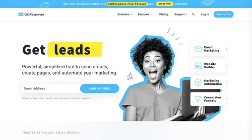 Home page of GetResponse