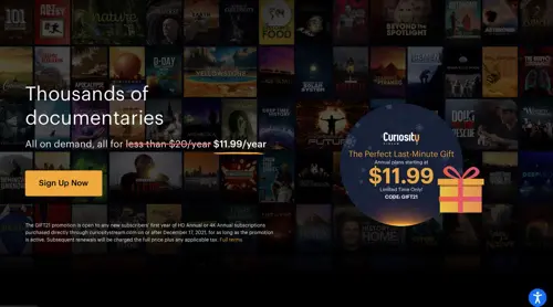 Home page of Curiosity Stream