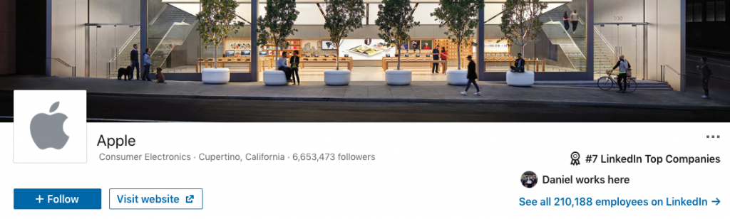 Perfil de LinkedIn de Apple