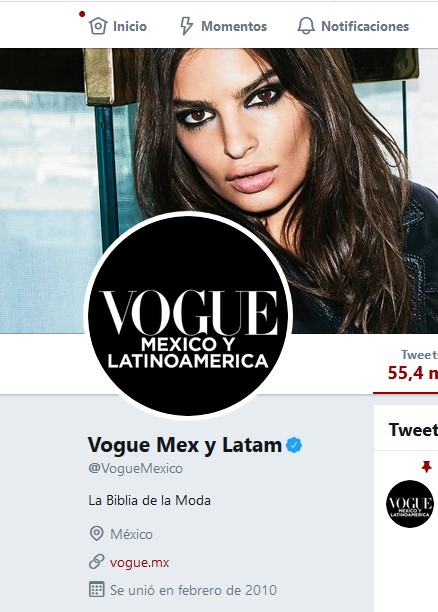 Perfil de Vogue Mexico auf Twitter