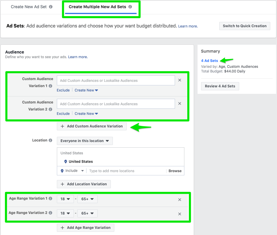 A segmentação de anúncios do Facebook permite que você entregue anúncios para vários públicos