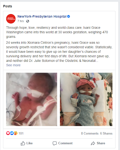 โพสต์โซเชียลมีเดียโรงพยาบาลนิวยอร์ก - เพรสไบทีเรียน