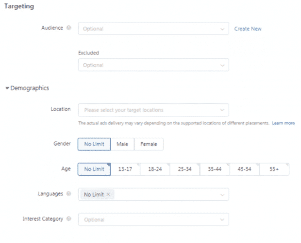 Tiktok 광고에 대한 인구 통계 타겟팅