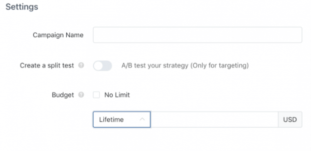 틱톡 광고 설정. 예산이 '평생'으로 설정됨