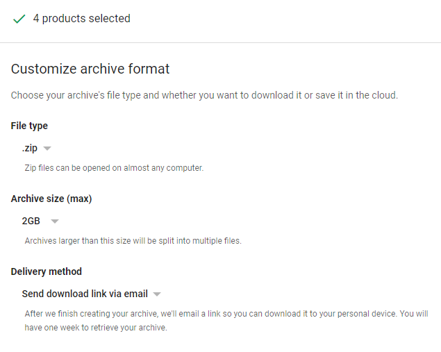 GooglePlusデータを保存するためのフォーマットオプション
