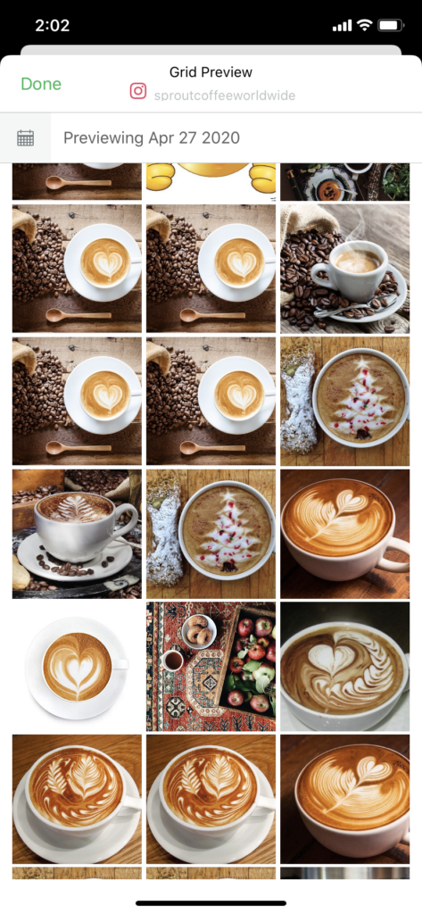 芽のinstagramグリッドプレビュー