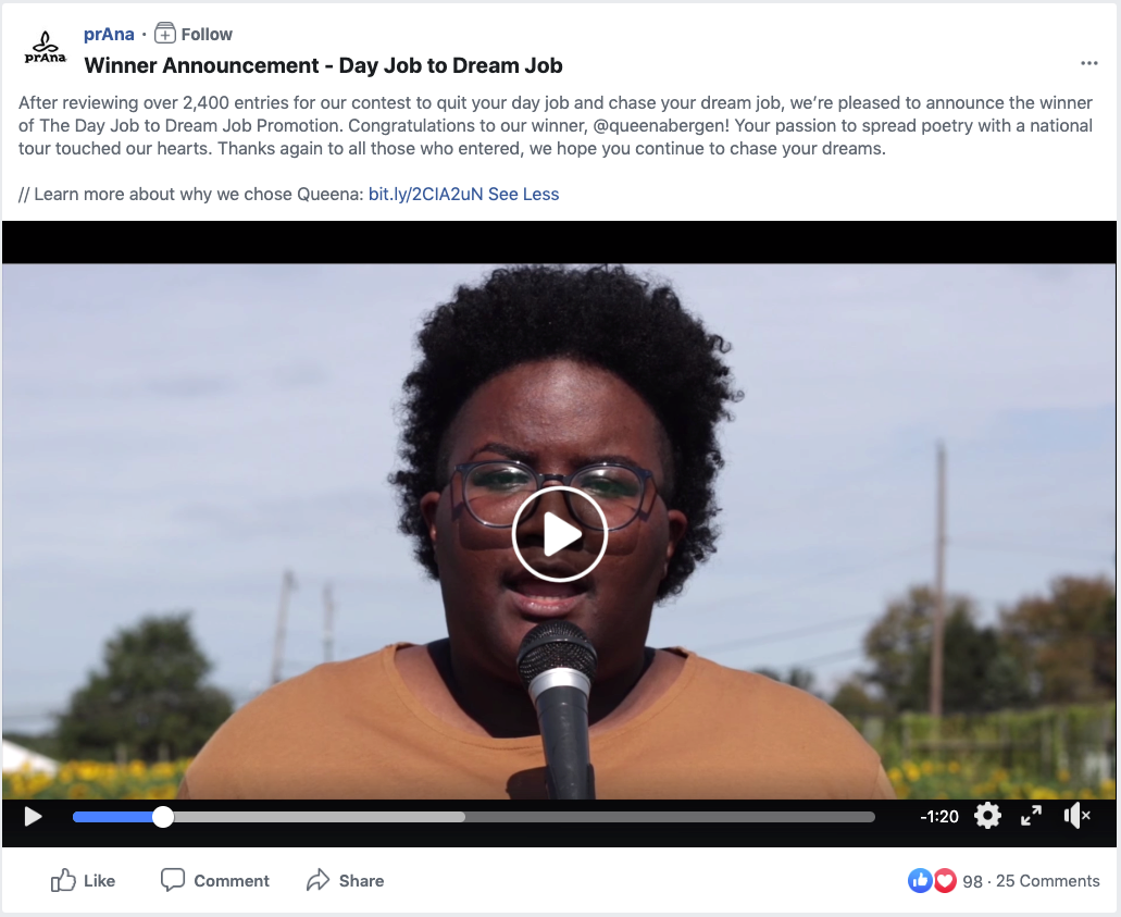 prAna Always On Facebook ดูตัวอย่างโพสต์