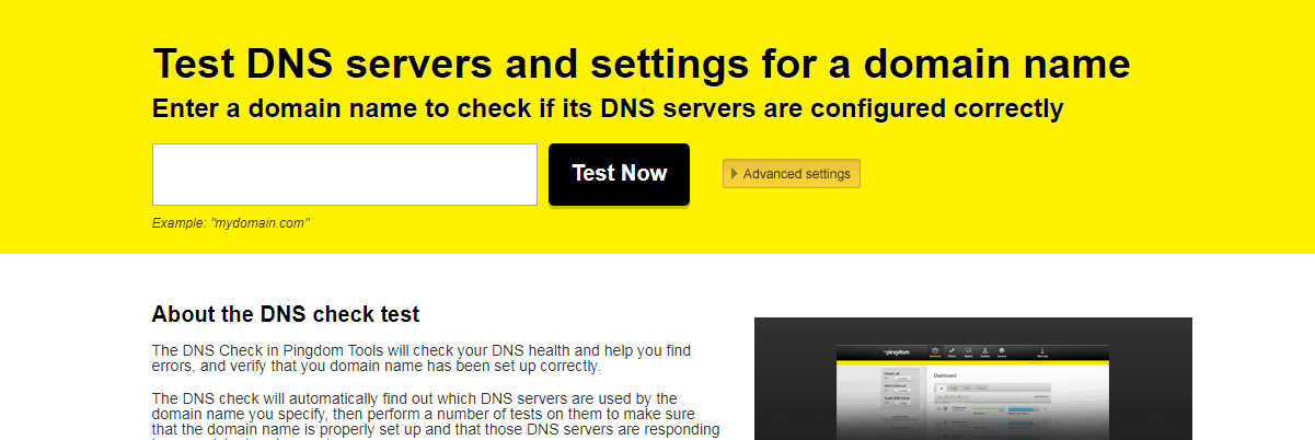 DNS Check Pingdom - เครื่องมือตรวจสอบ SEO ที่ดีที่สุด