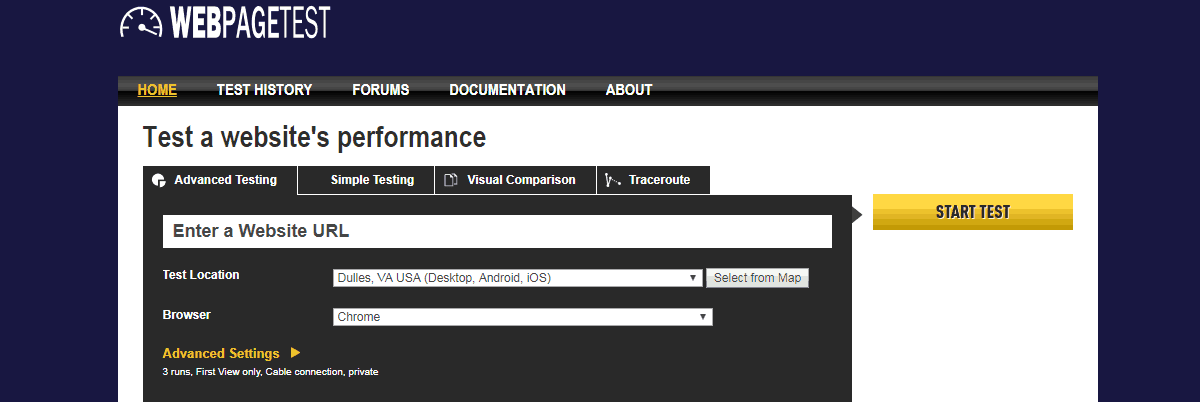 WebPagetest - เครื่องมือตรวจสอบ SEO ที่ดีที่สุด