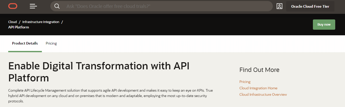 Oracle API Platform Instrumente de management API