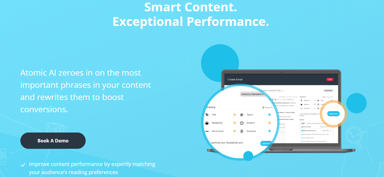 أدوات تحليلات المحتوى Atomic Reach