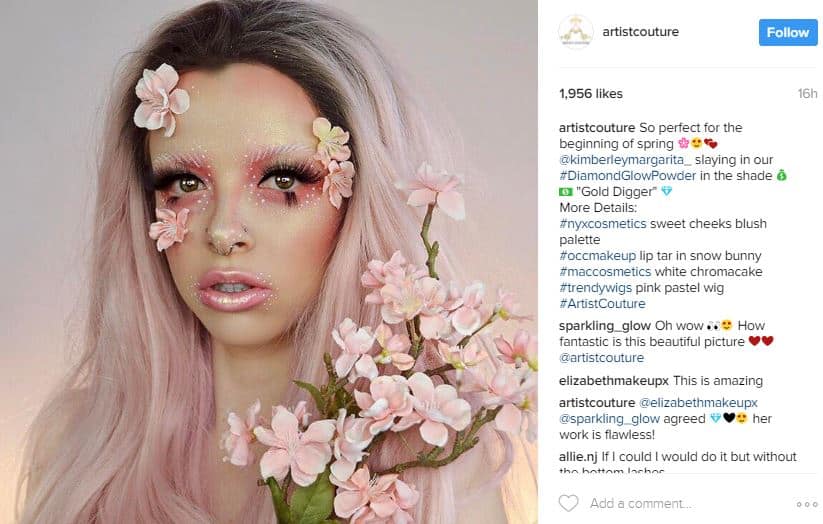 Página do Instagram do Artist Couture - aumente o engajamento nas mídias sociais