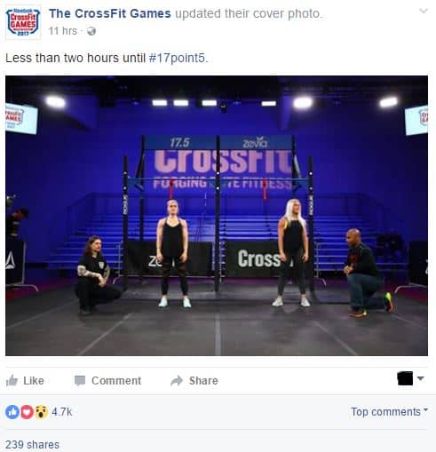 Postagem no Facebook do CrossFit Games - aumente o engajamento nas mídias sociais