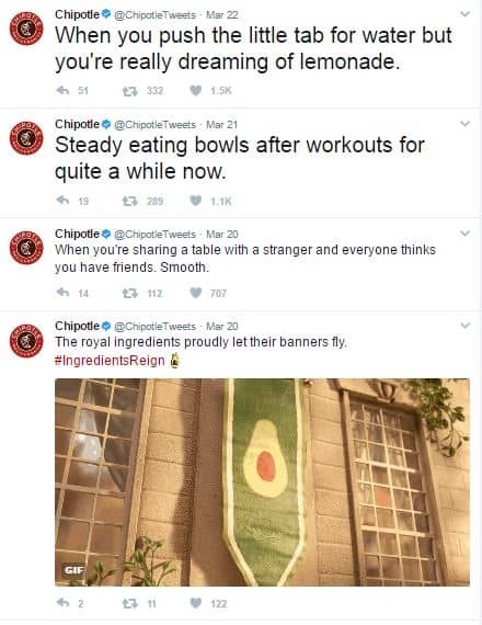 Chipotle usando humor em tweets - aumente o engajamento nas mídias sociais