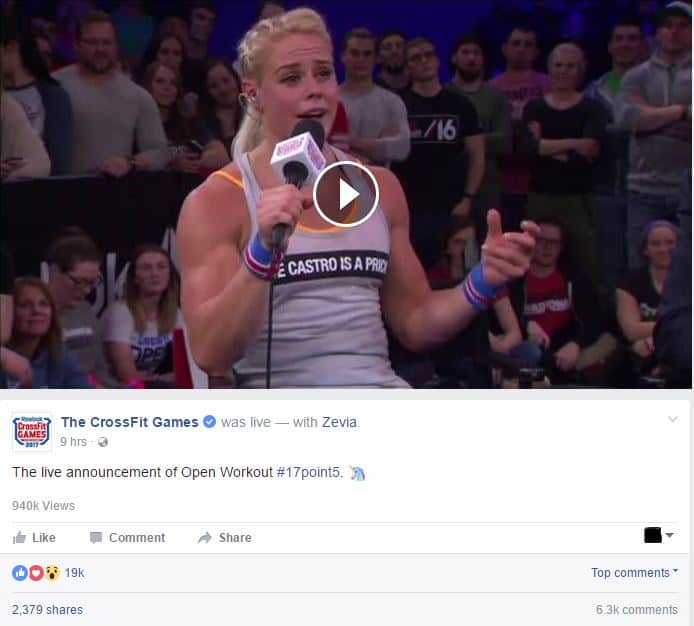 CrossFit Games transmitido ao vivo no Facebook - aumente o engajamento nas mídias sociais