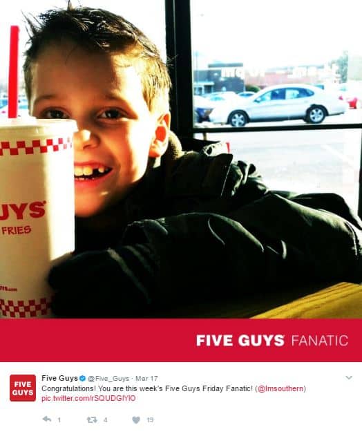Five Guys Fanatic Tweets - aumente o engajamento nas mídias sociais