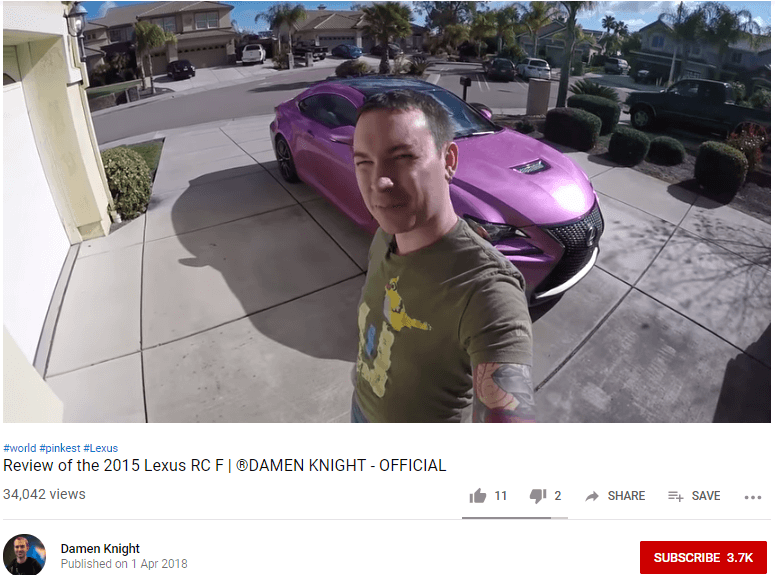 Influenciador automotivo Damen Knight