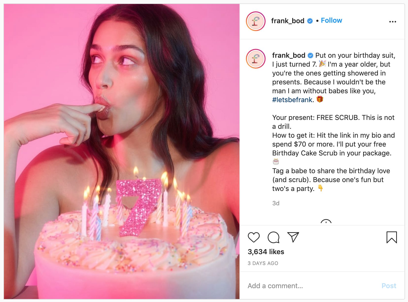 instagram markalama - frank body instagram örneği