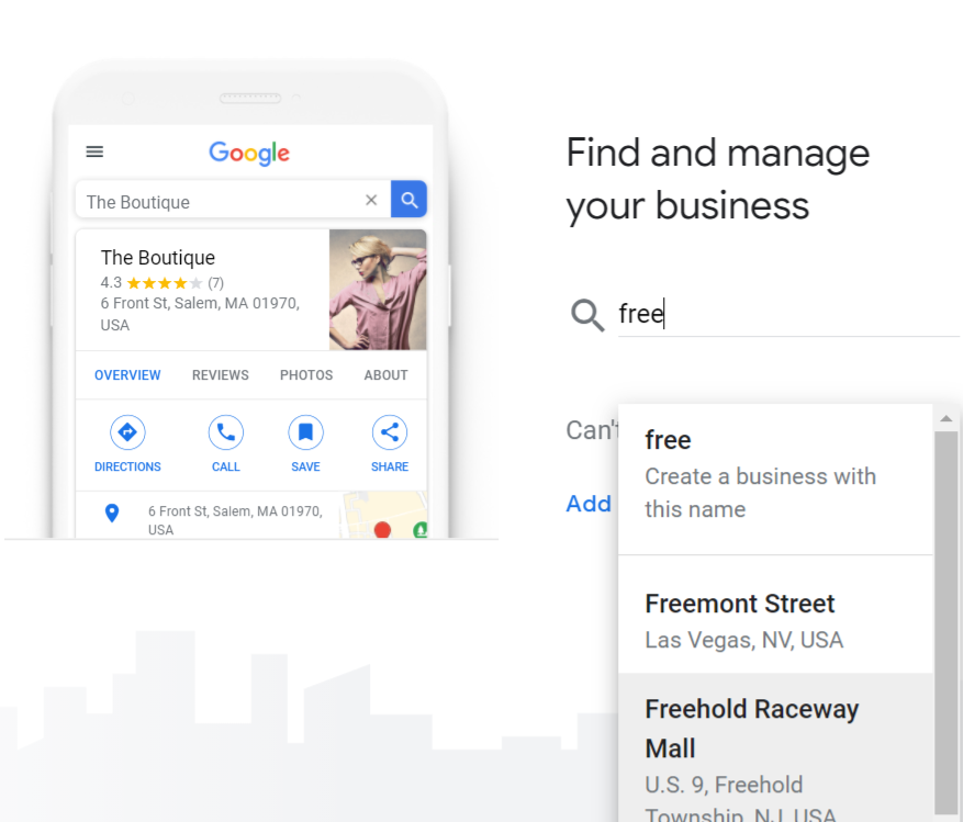 Grafik dari halaman Google untuk mengklaim cantuman GMB Anda