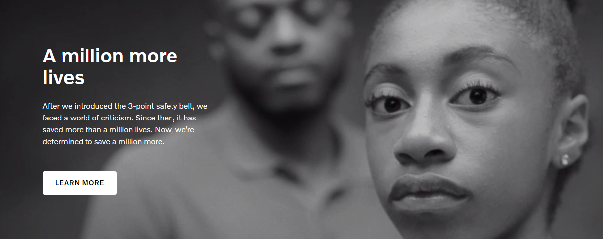 messaggio di marketing Volvo sulla sicurezza