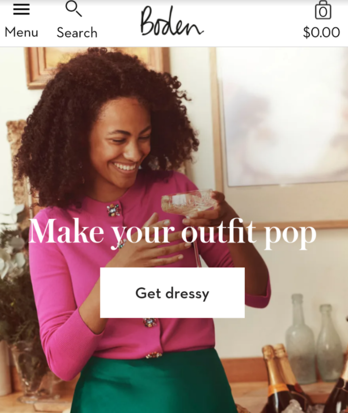 Boden elegante invito all'azione