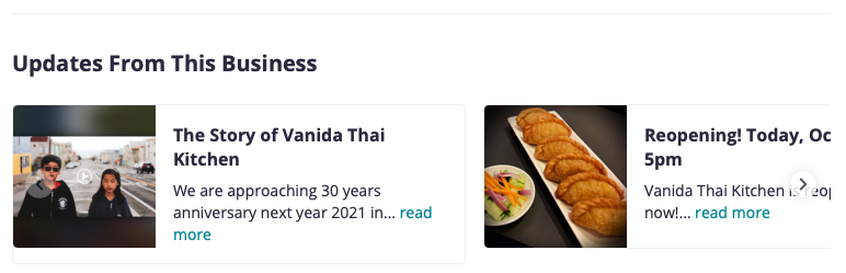 Yelp esempi di aggiornamento aziendale