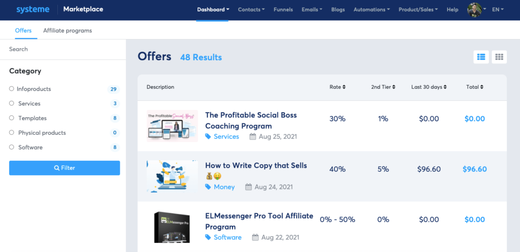 Systeme.io Marketplace 2021